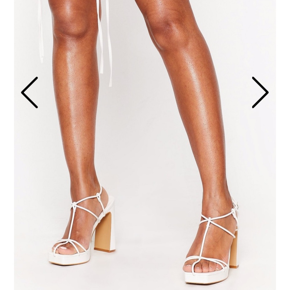 WHITE PATENT SQUARE TOE PLATFORMS